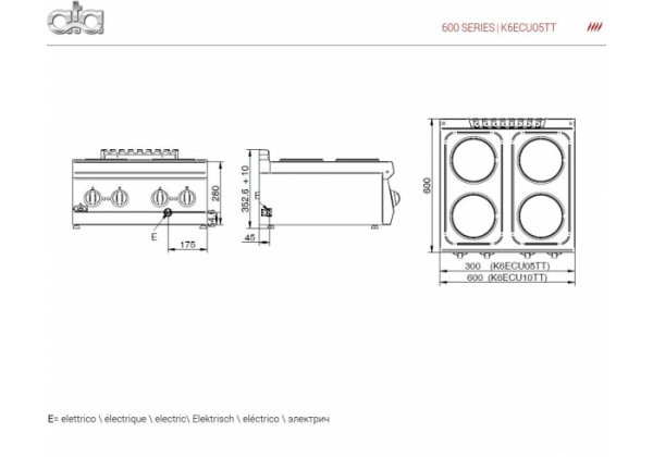 ATA 600 - 2 zónás, elektromos asztali főzőlap 4.0kW