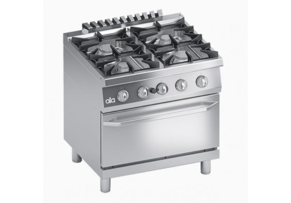 ATA700 - 4 égős gáz főzőlap, GN2/1 méretű gázsütővel, 36.9kW, Performance Line