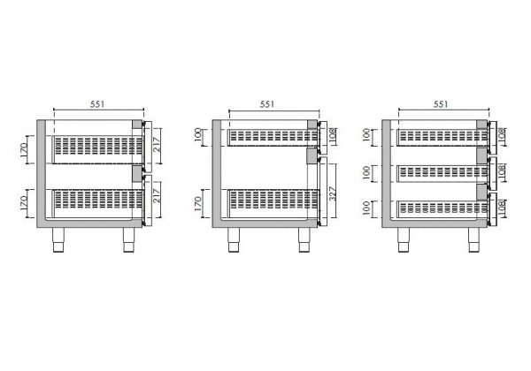 Studio-54 BasicLine Daiquiri 4P - 4 ajtós hűtött munkaasztal, fedlap felhajtással, GN1/1 rácspolccal, H660 mm