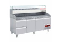 Diamond TP261/P9 SY198G - pizza előkészítő hűtött asztal, munkafelület felett feltéthűtővel