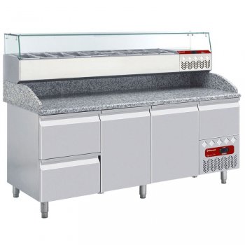 Diamond TP261/P9 SX198G - pizza előkészítő hűtött asztal, munkafelület felett feltéthűtővel