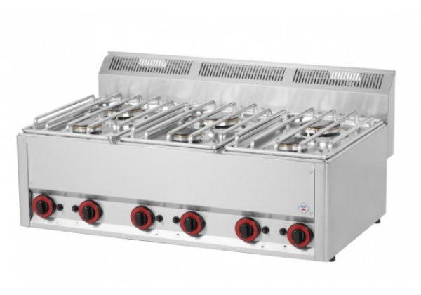 RmGastro SP90 GL - 6 égős, gázüzemű asztali főzőlap 19.8kW