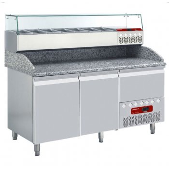 Diamond TP23/P9 SX160G - pizza előkészítő hűtött asztal, munkafelület felett feltéthűtővel