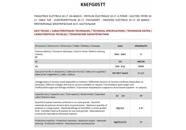 ATA600 - 1 medencés 10 lt-es elektromos asztali fritőz, 8.0kW
