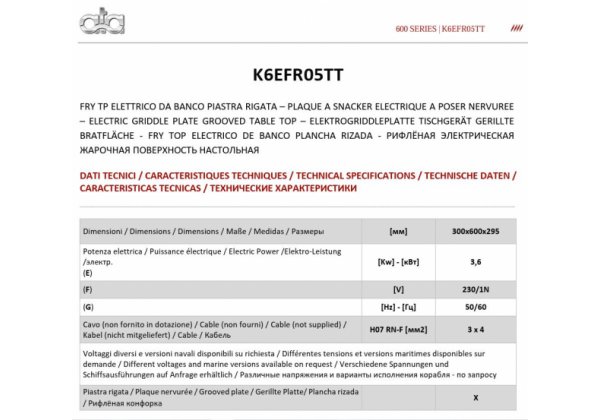 ATA600 -1 zónás elektromos asztali lapsütő, Bordázott sütőfelület, 4.0kW