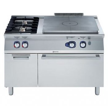 Electrolux Professional XP700 - 1 zónás ZÁRT gázüzemű főzőlap, +2 db nyilt égőfej,  GN2/1 gáz sütővel