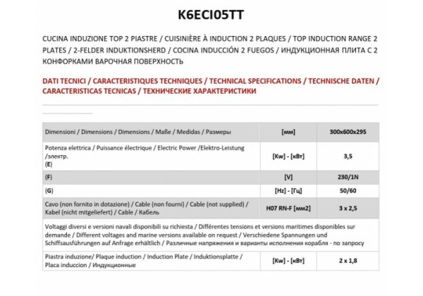 ATA 600 - 2 zónás, Indukciós asztali főzőlap, 3.5kW/230V