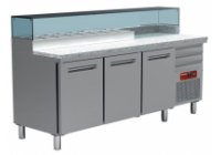 Diamond MR-MaxiPizza/R2 - pizza előkészítő hűtött asztal, integrált 6*GN1/4 edényhely és 600*400 fiókok