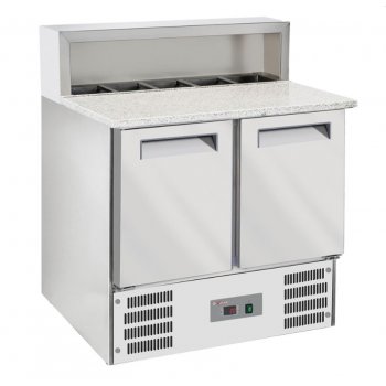 Diamond WR-SRP6-Z2 - pizza előkészítő hűtött munkaasztal, 2 db ajtó, 5*GN1/6 feltét edényhely