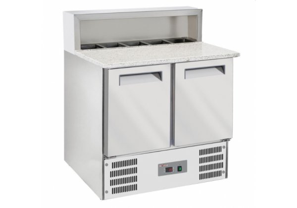 Diamond WR-SRP6-Z2 - pizza előkészítő hűtött munkaasztal, 2 db ajtó, 5*GN1/6 feltét edényhely