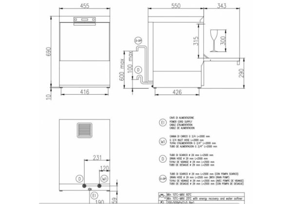 ARISTARCO AF 40.30 ESI - 2025 modell; pohármosogató gép, 40*40 cm kosár, digitális vezérlés