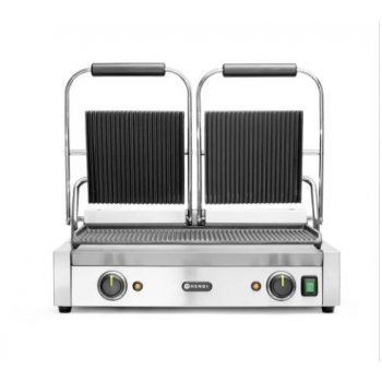 HENDI - kontakt grill alul DUPLA oldalas kialakítás, BORDÁS, felül BORDÁS öntöttvas sütőfelület 263 709