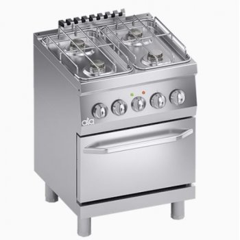 ATA 600  - 4 égős, gázüzemű tűzhely, GN1/1 elektromos sütővel