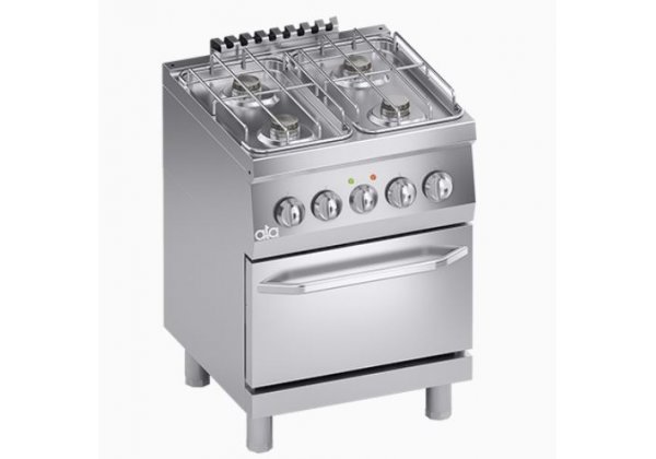 ATA 600  - 4 égős, gázüzemű tűzhely, GN1/1 elektromos sütővel