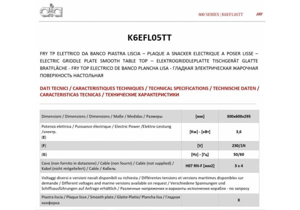 ATA600 -1 zónás elektromos asztali lapsütő, Sima sütőfelület, 4.0kW