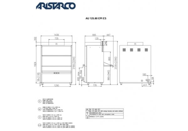 ARISTARCO - AU 125.80 EPI ES - 2025-öd modell, Feketeedény mosogatógép 80 cm magas nyílással, 126*80 cm kosárral