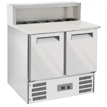 Diamond WR-SRP6-Z2 - pizza előkészítő hűtött munkaasztal, 2 db ajtó, 5*GN1/6 feltét edényhely