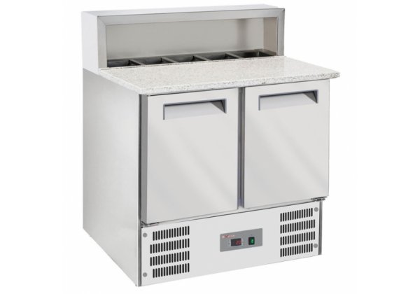 Diamond WR-SRP6-Z2 - pizza előkészítő hűtött munkaasztal, 2 db ajtó, 5*GN1/6 feltét edényhely