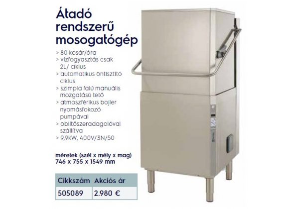 Electrolux - Green and Clean felfelé nyíló, ún. 'kalapos' rendszerű mosogatógép 50*50 cm kosár