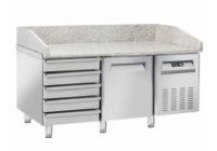 Diamond WR-PZ15-51- pizza előkészítő hűtött munkaasztal, 1 db ajtó és 5 db semleges fiók