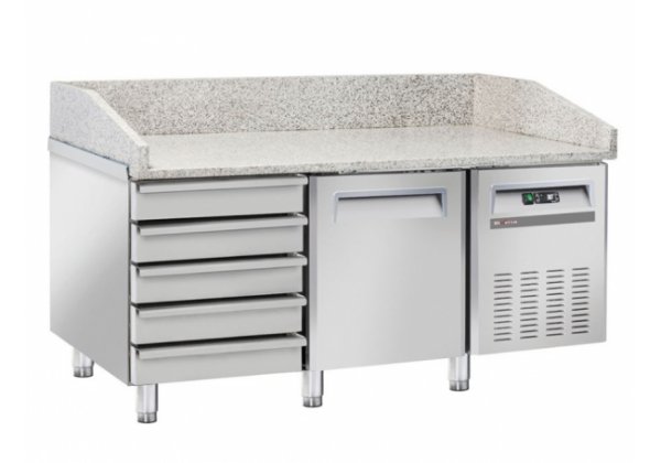 Diamond WR-PZ15-51- pizza előkészítő hűtött munkaasztal, 1 db ajtó és 5 db semleges fiók