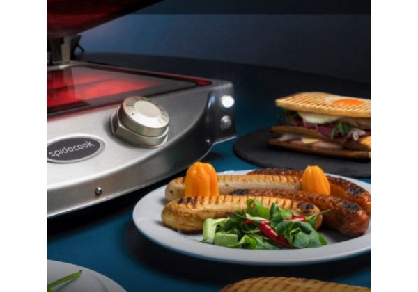 SPIDOGLASS™ SP 15PR - alul sima, felül bordázott felületű, üveg kerámia kontakt grill