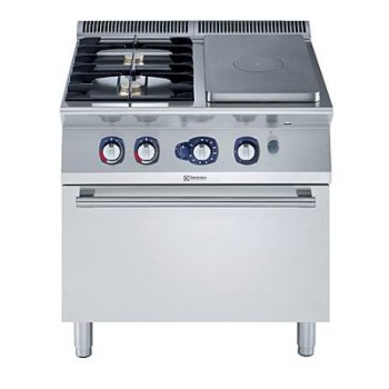 Electrolux Professional XP700 - 1 zónás ZÁRT gázüzemű főzőlap, +2 db nyilt égőfej,  GN2/1 gáz sütővel