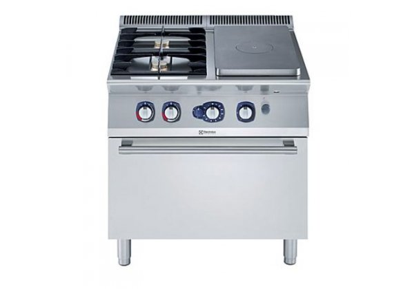 Electrolux Professional XP700 - 1 zónás ZÁRT gázüzemű főzőlap, +2 db nyilt égőfej,  GN2/1 gáz sütővel