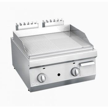 ATA 600 - 2 zónás, gázüzemű asztali lapsütő, 1/2 sima, 1/2 Bordázott sütőfelület, 8.0kW