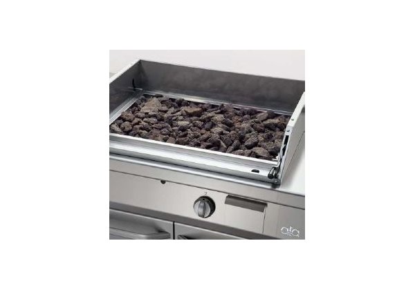 ATA 600 - 2 zónás, gázüzemű asztali Lávaköves Grill bordázott sütőfelület, 6.0kW