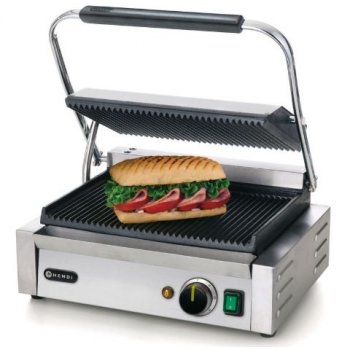 HENDI - kontakt grill Pannini, alul és felül BORDÁS öntöttvas sütőfelülettel