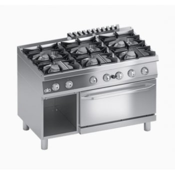 ATA700 - 6 égős gáz főzőlap, GN2/1 méretű gázsütővel, 51.6kW, Performance Line