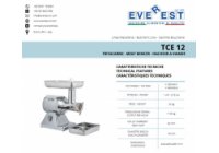 Everest TC 12 - asztali húsdaráló, 230V; öntvény házzal, teflonozott garat, rm. acél fej, csiga, lyuktárcsa és kés