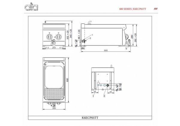 ATA600 - 1 medencés tésztafőző, 12 lt-es asztali, elektromos, 4.35kW