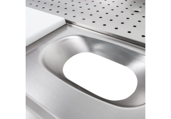 HÚS előkészítő és mosó munkalap,  vágólappal és ledoból