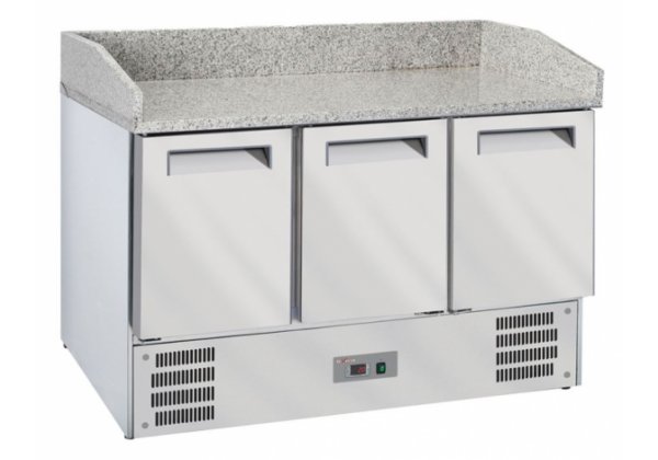 Diamond WR-SRZ6-M3 - pizza előkészítő hűtött asztal, Gránit munkalap, 3 db ajtó