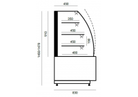 ESTERA R 1340 - süteményes pultok, HAJLÍTOTT front  üveggel, ventilációs hűtéssel