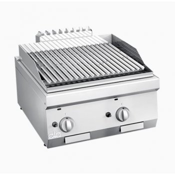 ATA 600 - 2 zónás, gázüzemű asztali Lávaköves Grill bordázott sütőfelület, 6.0kW