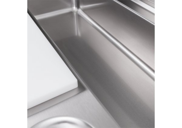 ZÖLDSÉG előkészítő és mosó munkalap,  vágólappal és ledoból