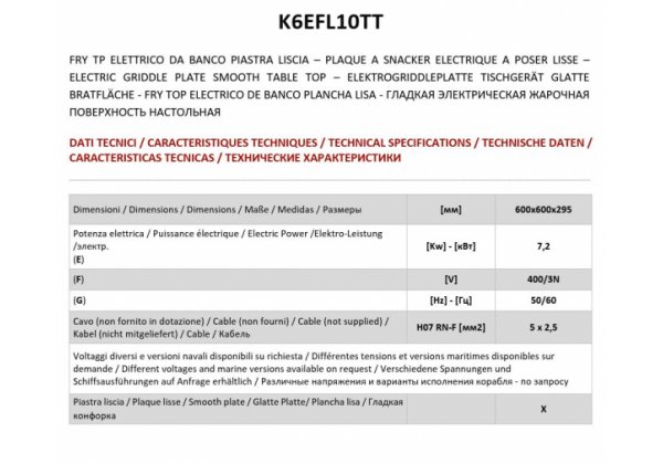 ATA600 -2 zónás elektromos asztali lapsütő, 1/2 Sima, 1/2 Bordázott sütőfelület, 7.2kW