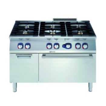 Electrolux Professional XP700 -  6 égős gáztűzhely, alul GN2/1-es gázos sütővel
