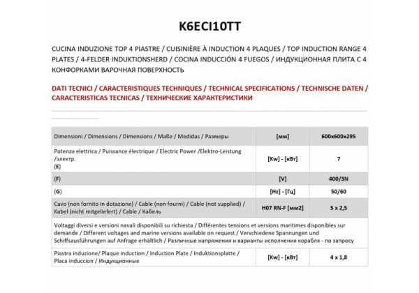 ATA 600 - 4 zónás, Indukciós asztali főzőlap, 7.0kW/400V